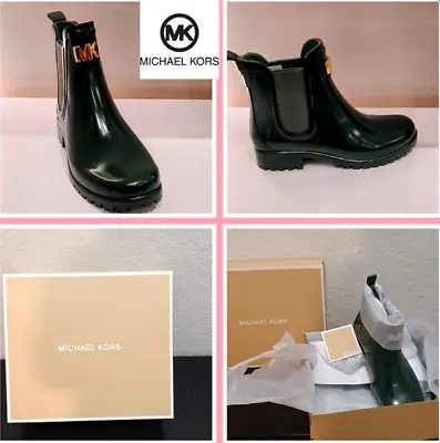 Michael Kors Womens Sidney MK Signature Round Toe Pull On Rain Boot Shoes NIB • $32.99