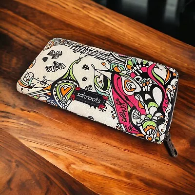 Sakroots Colorful Floral Print Vinyl Coated Zip Around Wallet • $15