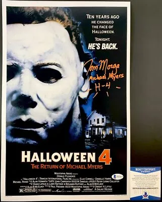 Tom Morga Signed Halloween 4 11x17 Poster Autograph Michael Myers BAS COA • $79.95