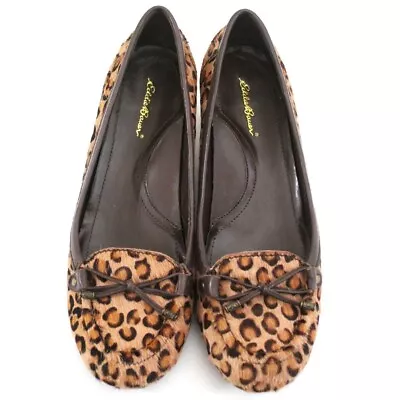 Eddie Bauer Vintage Calf Hair Animal Print Leather Kitten Heels Shoes Y2K Sz 8 • $15