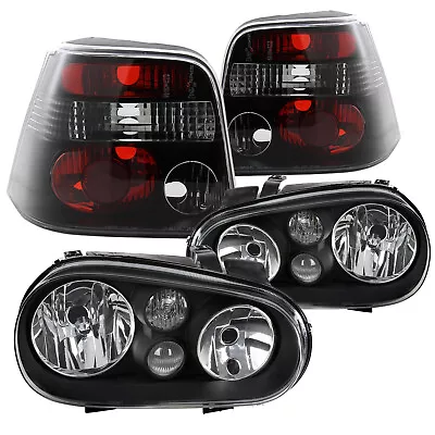 Fits VW Golf GTI MK4 Black Headlights W/ Built-in Fog Lamps+Tail Brake Lights • $147.95