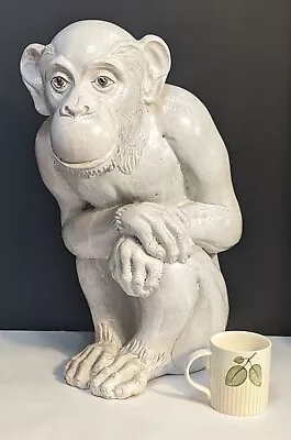 Vintage 1960s Life Sized Ceramic  Majolica Monkey • $375