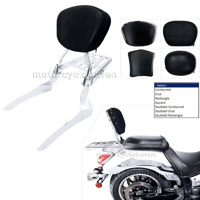 $155 • Buy Passenger Chrome Sissy Bar Backrest With Luggage Rack For Yamaha V-Star 950 1300