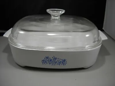 Sear Corning Microwave Browning Dish With Dome Lid Blue Floral MW-A-10 • $37.46