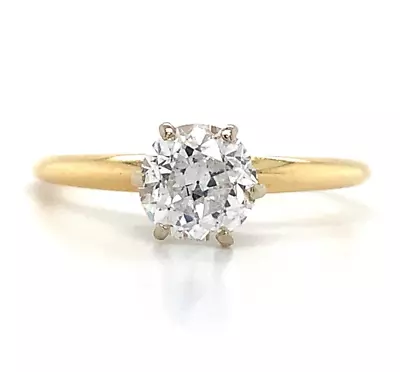 Vintage Tiffany & Co 18k Gold & Irid Plat European Cut Diamond Solitaire Ring • $1995