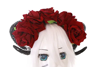 £34 • Buy C-51 Red Roses Vampire Devil Horns Headband Headdress Gothic Lolita