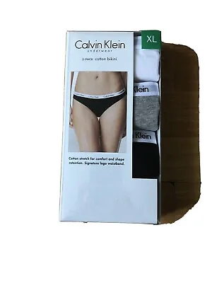 CK CALVIN KLEIN Women's Cotton Bikini Underwear Lingerie 3 Pack XLARGE • £15