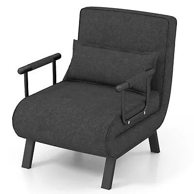 Convertible Single Folding Sofa Bed Sleep Chair 6 Positions Adjustable Backrest • £147.95