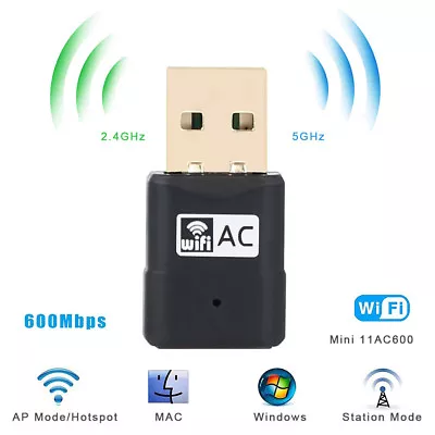 600 Mbps Mini USB WiFi Adapter 802.11ac Wireless Network Dongle For PC Windows • $10.99