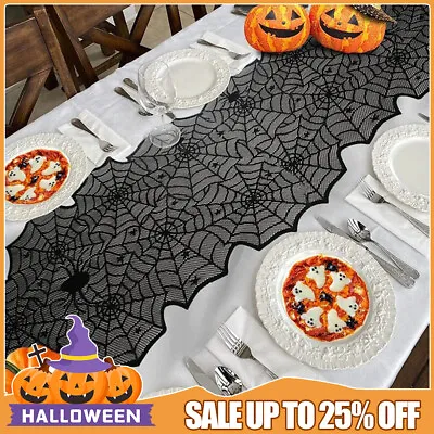 Halloween Spider Web Table Runner Lace Tablecloth Cover Party Decor 18  X 72  UK • £4.09