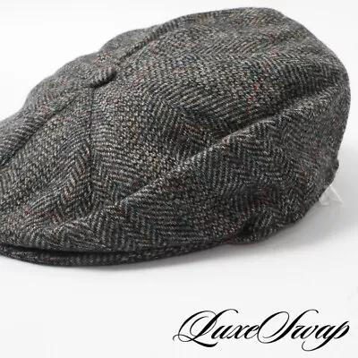 Lock & Co. Made In England Grey Multi Mixed Tweed Broken Stripe Hat 7 1/8 NR • £8.03