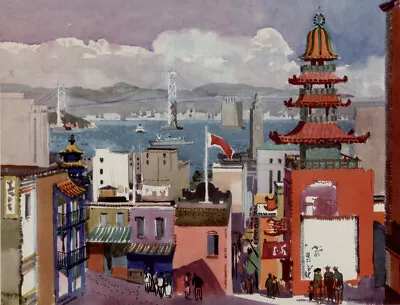 Millard Owen Sheets - San Francisco China Town Chinatown - 13 X 19 Print 1952 • $14.99