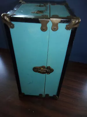 Antique Cass Toys Blue Metal 14  X 7   X 4  Doll & Wardrobe Trunk Carrying Case • $8.50