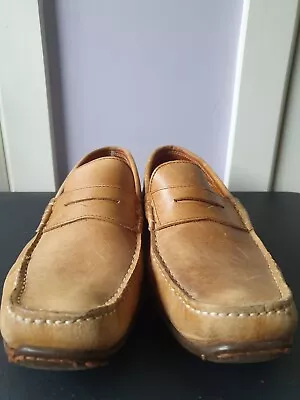 LOAKE MOSS - Mens Tan Leather Smart Casual Slip-on Shoes Sz 8 • £20