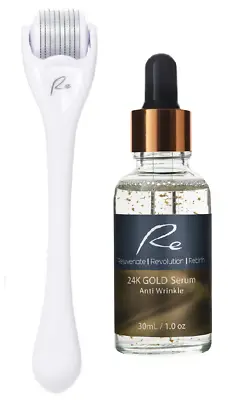 $59.95 • Buy Re Facial Derma Roller 540 Needles + 24K Gold Anti-Wrinkle Serum 30mL