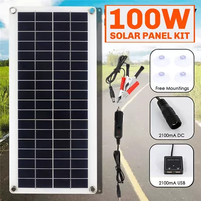 100W Solar Panel Kit 12 Volt Trickle Battery Charger For Car Van Caravan Boat UK • £16.99