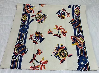Vintage Kitchen Dish Towel Linen Printed Mexican Southwest Design Cactus • $9.75