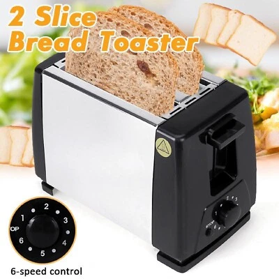 $29.99 • Buy 2 Slice Electric Automatic Toaster Bagel Stainless Wide Slot With Crumb Tray