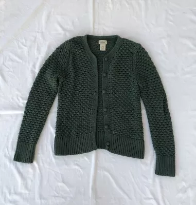 LL Bean Cardigan Sweater Women’s XS Green Wool Angora Rabbit Hair Bobble Knit • $19.99