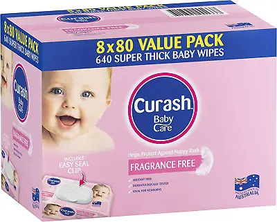 Curash Babycare Baby Wipes 640 Pack Fragrance Free New Best Price Free Shipping • $28.55