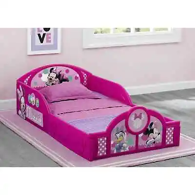 Minnie Mouse Toddler Bed With Guard Rails Safe Purple Frame Girls Room Furniture • $108.97