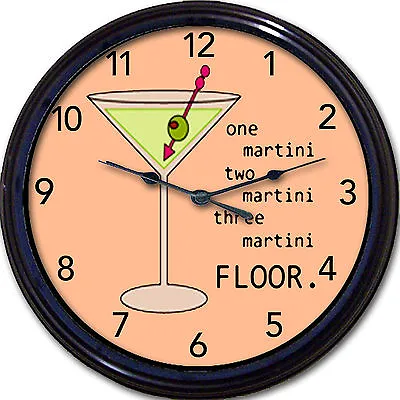 Martini Lover Wall Clock Martini Cocktail Gin Olive Liquor Alcohol Booze New 10  • $30.99