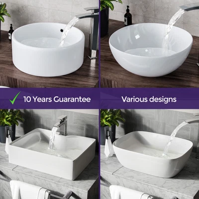 £42.99 • Buy Bathroom Basin Sink Hand Wash Counter Top Wall Mounted Hung Ceramic