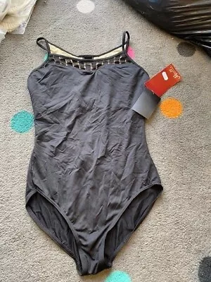 £15 • Buy Black Bloch / Mirella Square Lace Back Panel Camisole Leotard - M2092  Large