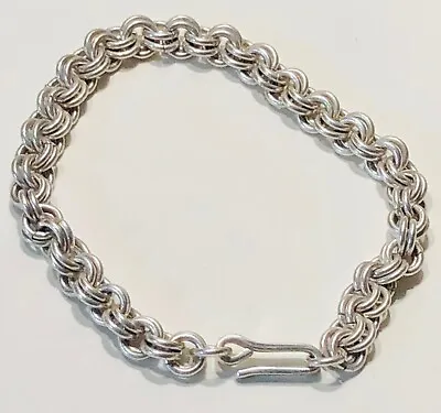 VINTAGE MEXICO STERLING SILVER DOUBLE LINK CHAIN BRACELET 25g HAS MAKERS MARK • $49.95