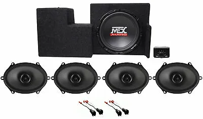 Powered 10  Subwoofer+Box+Front+Rear Speakers For 2009-2015 Ford F-150 Super Cab • $755.87