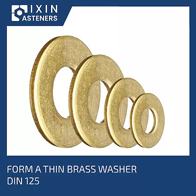 £0.99 • Buy M2 M2.5 M3 M4 M5 M6 M8 M10 M12 M16 Form A Washer Flat Solid Brass Din 125a
