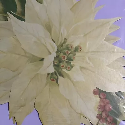 Vintage Hallmark Set Of 8 White Poinsettias Paper Doily Die Cut Decor Christmas • $5