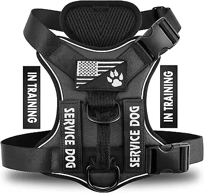 Service Dog Harness Reflective Dog Vest Harness With 5 PCS Patches All Size New • $38.69