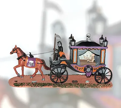Lemax Spooky Town Victorian Hearse Horse Drawn Burial Reaper Halloween Decor • $39.95