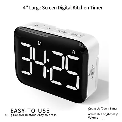 Large LED Digital Kitchen Cooking Timer Count Down Up Clock Loud Alarm Magnetic • $22.99