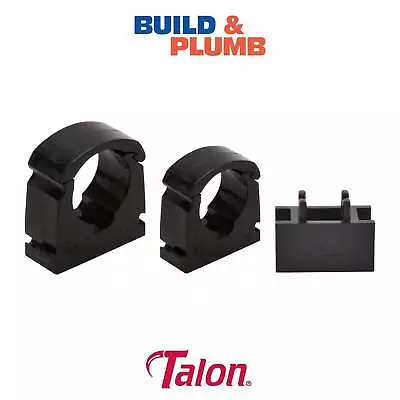 Single Hinged Pipe Clip Talon Interlocking | UK Manufactured | Black | 15mm 22mm • £2.99