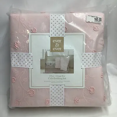 Ever And Ever Crib Bedding Set Vintage Rose Pink New MGO230814/OB7 • $91.77