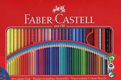 Faber-Castell Color Grip Watercolor Pencils 48 Colors Canned + Accessories 1124 • $65.44