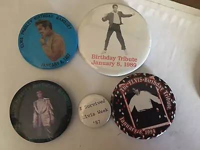 Vintage Elvis Presley Button Various Size Lot Of 5 Birthday Tribute • $15