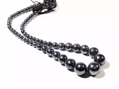 Vintage Czech Necklace Element Gradual Hematite Black Glass Beads 12   • $11