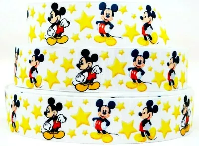 Grosgrain Ribbon 7/8  & 1.5  Mickey Mouse Cartoons Printed.  • $0.99