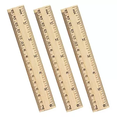 3 Pack Wooden Ruler 6 Inch Rulers Bulk Wood Measuring Ruler For Students Offi... • $8.90