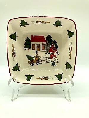 Masons Ironstone Christmas Village 5 3/8” X 1 3/4” Square Candy Dessert Bowl • $28.95