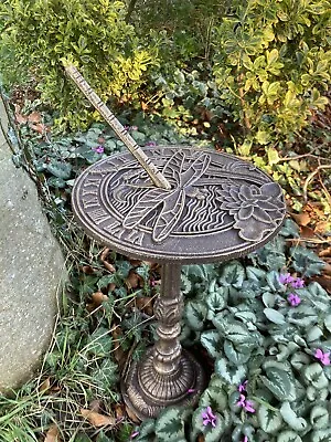 Metal Cast Iron Dragonfly Garden Sundial Ornament • £58.50