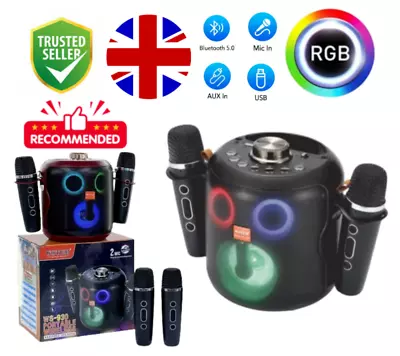 Karaoke Machine Party Speaker With Bluetooth Disco LED Lights And Microphone RGB • £29.99