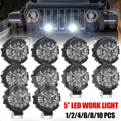 10pc 5  LED Work Light Round Pods Spot Flood Driving Fog Headlight Offroad White • $28.49