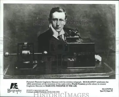1995 Press Photo Physicist Gugliemo Marconi With His Wireless Telegraph • $15.99