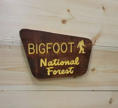 Big Foot National Forest/Rustic/Carved/Wood Sign/Cabin/Décor/Yeti/Sasquatch • $79.99
