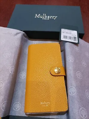 Mulberry IPhone X Flip Phone Case Card Slots Amber Mustard Leather In Gift Box • £95