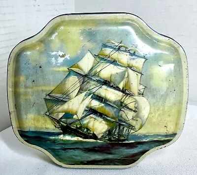 Vintage HORNER TIN Litho Print Sailing Ship On High Seas • $16